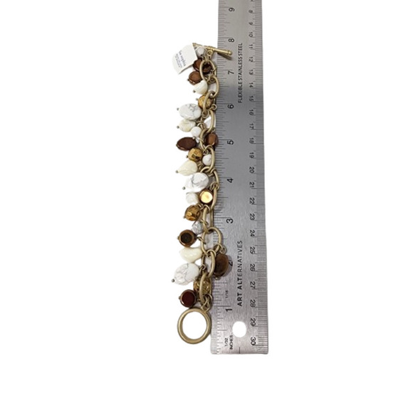 Lia Sophia Chain Link Bracelet 7" -Genuine Howlite, Mother-of-Pearl, Glass Beads - Picture 10 of 10